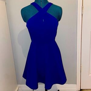 Blue B. Darlin cross neck fit and flare dress